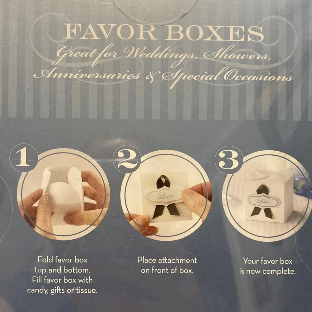 Love Favor Boxes with Brown and Mint Accents - 50 Count